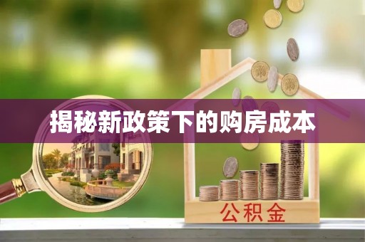 琼海揭秘新政策下的购房成本